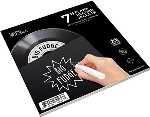 BIG FUDGE Pro Blanka Albumjackor - 18 cm x Svart - 20 Vinylhylsor i vinyl (400gsm) - Vinylöverdrag Skivärmar med Inre Och Vttre ärmar
