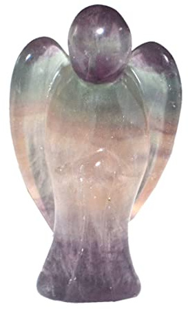 Regenbogen-Fluorit Stein-Engel Figur 5 cm | Edelstein Glücksbringer Schutzengel für Ihre Tasche zur Deko für Ihr Heim| Heilstein und Geschenk