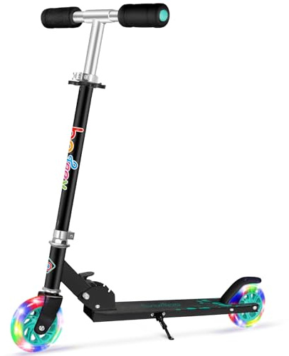 BELEEV V1 Trottinette pliable pour enfant à 2 roues, avec roues lumineuses LED, 3 hauteurs réglables, support réglable, pour filles et garçons de 3 à 12 ans