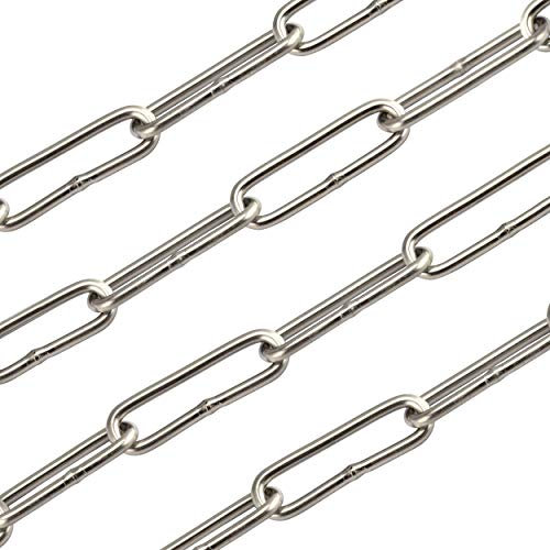 OPIOL QUALITY® Edelstahl Kette Langgliedrig Ø 3 mm DIN 763 aus Edelstahl A4 V4A (50 Meter) Lang Ketten Lang-gliedrig Rundstahlkette Edelstahlkette Rostfreier
