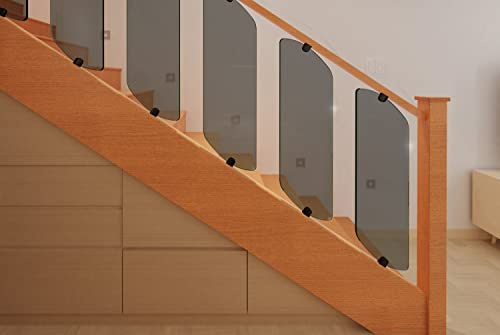 BELOFAY Toughened Grey Tinted Decking Panel Rack Railing Infill Stairparts Easy Fit for Stair, Landing Or Balcony, Glaze Glass Staircase and Chrome Clamps Sold saparately(8X200X830mm(TxWxH)