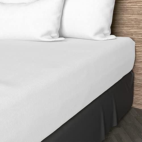 Soleil d'ocre, Drap Housse, Coton 57 Fils, Blanc, 90x200 cm