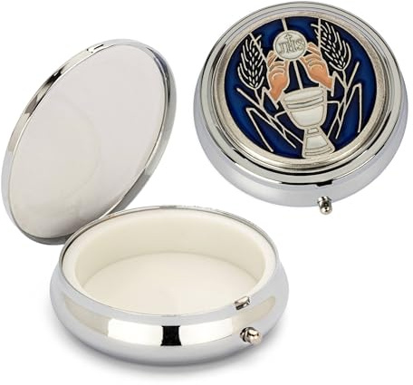 NKlaus Hostiendose Silber; Blau 49x16mm; 4cm, 4cm Rosenkranz, 1 Stück | B0D3JD2SPV; B08ML8VCMD