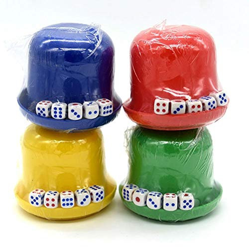 Lipfer Tasse À Dés en Plastique 5 Pièces, Jeu De Société, Boîte À Dés, Jeux De Table, Jeu De Société À Boire, Cadeau De Fête, Couleur Aléatoire