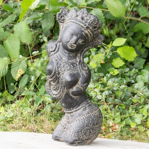 Oriental Galerie Dewi Tara Büste Stein-Figur Gartenfigur Asiatische Skulptur Buddha Garten Lavastein 30 cm