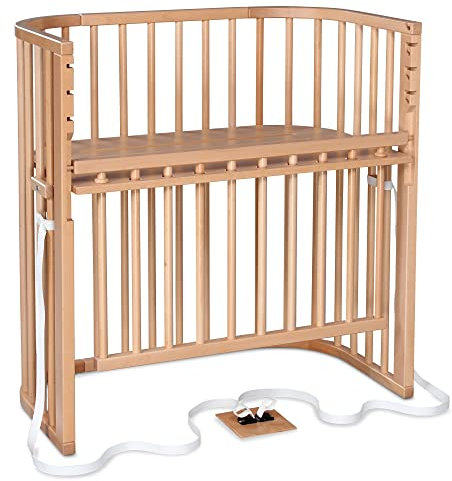 babybay Boxspring Comfort Plus Beistellbett aus massivem Buchenholz/Kinderbett Höhe stufenlos verstellbar & umweltfreundlich/mitwachsendes Babybett mit Verschlussgitter (Natur lackiert)