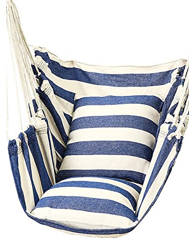 OLAMASA Hängesessel Hängende Schaukel Hängesessel Baumwoll-Leinwand Indoor und Outdoor Gestreifte Tragbarer Gartenschaukelsitz Travel Camping für Garten Terrasse (B)
