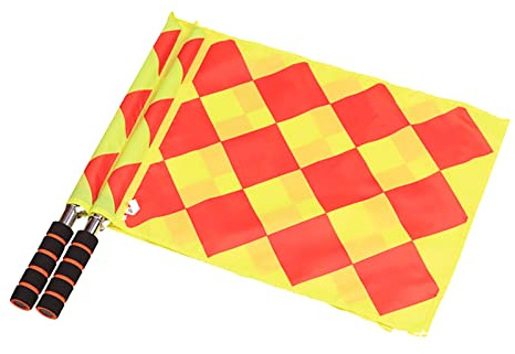 Eayoly Football Linesman Referee Flags - Football Linesman Flags Pieces of 2 | Checkered Referee Flags Stainless Steel Rod Sponge Handle, Linesman Flags for Sports Match Soccer