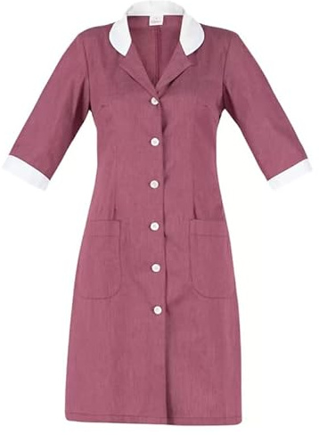 GIBLOR'S - Blouse Tablier Hortensia pour femme en coton, pour hôtel, maison, colf, domestique, serveuse, nettoyage, disponible en différentes tailles et couleurs, bordeaux, XXL