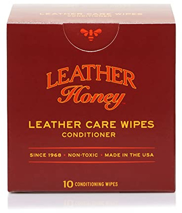 Leather Honey Leather Conditioner Wipes - Leather Conditioning Wipes for On-The-Go - The Best Leather Conditioner for Leather Car Seats, Furniture, Apparel and More - 10 Ready-to-Use Wipes