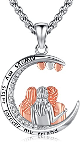 Eusense Collar 'Siempre Mi Hermana' Plata de Ley 925 Regalo Amor Colgante Joyería para Damas Mujeres Niñas