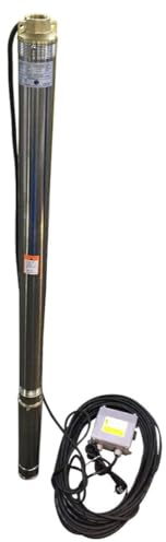 CHM GmbH® Bomba para pozos profundos, 3 pulgadas, 1100 W, 6000 L/h, presión de 7,7 bar, cable de 25 m y interruptor de protección del motor 5% compatible con la arena