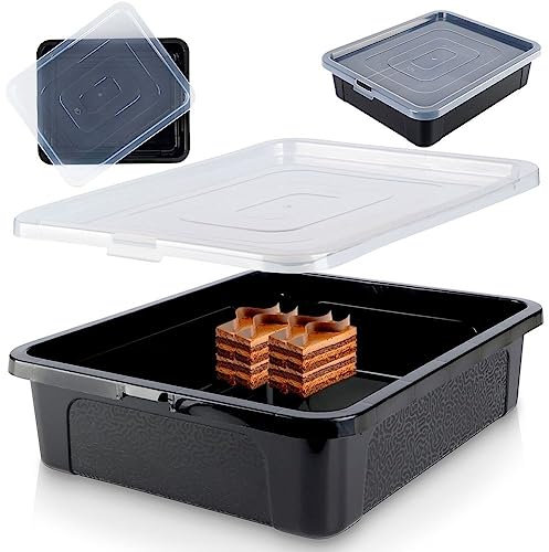 Vilde Récipient à gâteau | Plateau à gâteau avec couvercle en tôle | Boîte de transport pour gâteau 40 x 33 x 10 cm