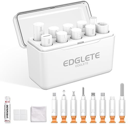 Edglete iPhone Renigungsset Handy Reinigungsset Reinigung - Ladebuchse Reiniger Kopfhörer Sauber Machen Set für iPhone Lautsprecher Smartphone, Reparaturkits für iPad Pro, Lightning-Ladekabel (Weiß)