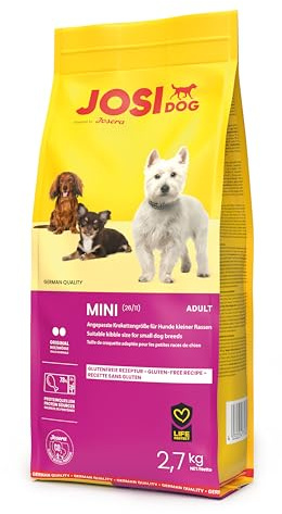 JosiDog Mini (3 x 2,7 kg) | Adult Mini | Comida Seca Premium para Perros Adultos y pequeños | con proteína de Ave croquetas extrapequeñas | Powered by Josera | Comida para Perros | 3