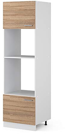 Vicco Hochschrank R-Line, Sonoma, 60 cm | mit offenen Regalen, und Türen, zur Aufbewahrung von Haushaltsutensilien und Vorräten