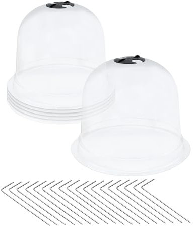 Mini invernadero de plástico de 23 cm, juego de 6 unidades, con 18 anclajes de tierra, para cultivo de semillas, hierbas, verduras, tomates