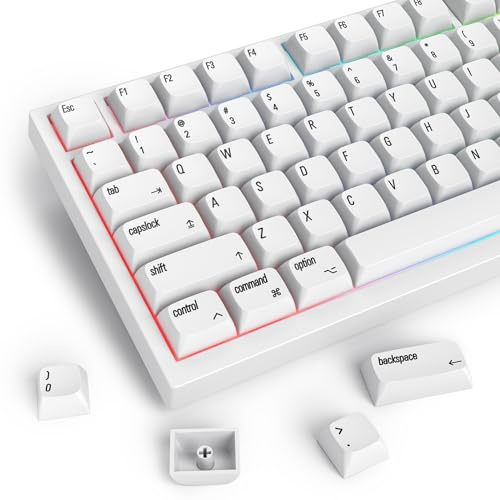 SOLIDEE 128 PBT Minimalist White Keycaps XDA Profile Keycap Set, tasti giapponesi in PBT per tastiere meccaniche con interruttori Cherry Gateron MX (White English)
