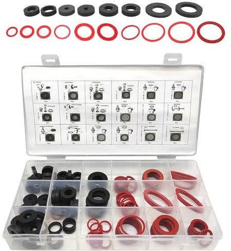 141 Stück Gummidichtungen, DichtungsringeKombination von Gummidichtungen, 18 GrößenFaserringdichtungenO-Ringdichtungsringe, DichtungselementeHahnanschlüsse für Wasserhähne, Wasserleitungen