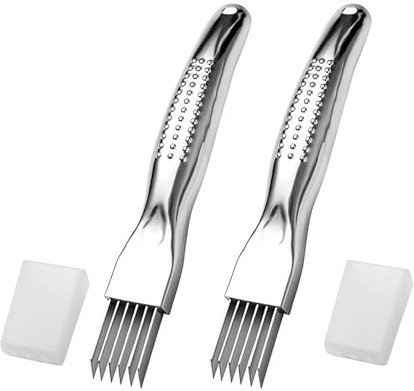 EUZUXU 2 Piezas Scallion Slicer, 2024 Upgrade - Cuchillo para Triturar Cebollas, Cortador de Verduras Multifuncionales, Corte Manual de Verduras