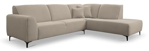 VENASI MÖBEL Ecksofa Sofa L-Form Links/Rechts Eckcouch Couchgarnitur Couch Boucle Teddystoff (Beige, Rechts)