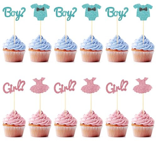 AHQiZFX Cupcake-Topper für Babypartys, 12 Stück, für Babypartys, Motto-Partys, Jungen oder Mädchen, Themenparty, Geburtstagsparty, Cupcake-Topper