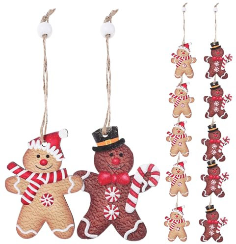 Ciieeo 1 scatola di ciondolo per albero di Natale, decorazione natalizia, pan di zenzero, decorazione natalizia, decorazione natalizia per pan di zenzero, decorazione per la casa in legno
