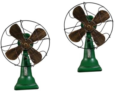 Mikinona 2piezas Adorno Vintage De Ventilador De Escritorio Decoración Retro Para y Accesorio Clásico Verde