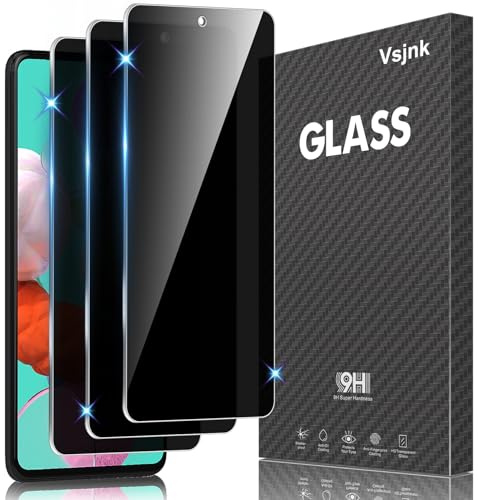 Vsjnk Anti-Spähen Sichtschutz für Samsung Galaxy A51 mit 3 Stück Privatsphäre Tempered Glass Folie 9H Panzer Schutz Glas HD Displayschutzfolie,kompatible mit Galaxy A51