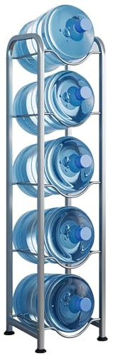 Soporte para botella de agua de 5 galones con soporte dispensador de jarra de agua duradero, organizador de botellas de agua de acero, estante de almacenamiento apilable para botellas de agua