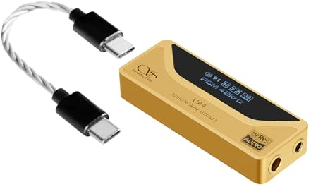SHANLING Amplificatore per cuffie UA4, amplificatore DAC USB portatile, supporto MQA 16X, 768kHz DSD512, alta potenza di guida per Android/iOS/Mac/Windows, controllo del volume dongle, 3,5/4,4 mm fino