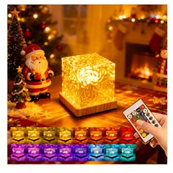 Wave Lamp, Ocean Lamp, LED Nachttischlampe, 16 Farben RGB Tischlampe mit USB-Projektor, Romantisches Dimmbares Ambientelicht für Schlafzimmer,Ozeanwellen Kinder für Geschenk Party