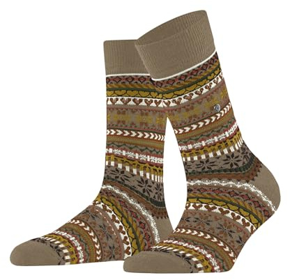 Burlington Fair Isle Delight W So lana estampados 1 par, Calcetines Mujer, Marrón Camel 5038, 36-41