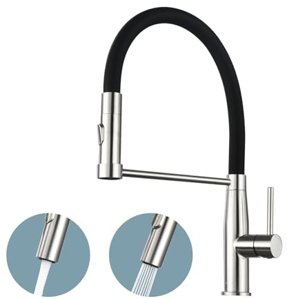 Baollansa Kitchen Tap,Kitchen Mixer Taps with Pull Out Sprayer, Kitchen Taps Swivel Spout with 2 Modes Spray,Kitchen Sink Taps 360°Rotatable (BJQ2004SS)
