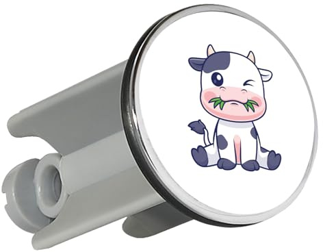 Huuraa Waschbeckenstöpsel Kälbchen Baby Kuh Geschenk | Universal Stopfen 4cm höhenverstellbar Abflussstopfen Geschenkidee Stöpsel mit Motiv für das Waschbecken
