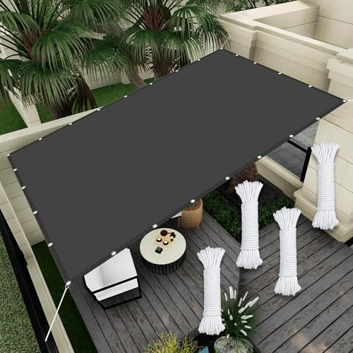 Toldo Vela Impermeable Rectangular 1 x 3 m Protector Solar Resistente Al Desgarro Toldo de Sol para Jardín con Ojales para Invernadero/Balcón/Patio/Techo, Gris Oscuro