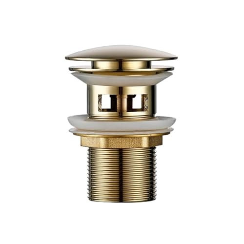 LUKYWANG WaschbeckenstöPsel Badezimmer Waschbecken Waschbecken Abfall Schmelzen Edelstahl Abfluss mit Überlauf Stecker Home Bad Wasserhahn Zubehör Pop-Up-Beckenstopfen(Polished Gold)