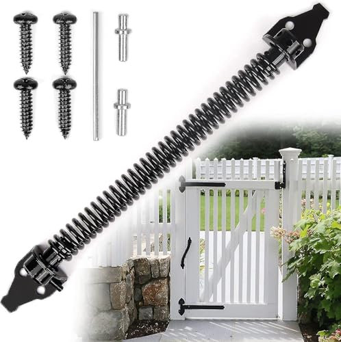 Self Closing Gate Spring Hardware Adjustable Metal Spring Closure For Light To Heavy Duty Wooden Gates Door Fence Black Garden Gate Closer For Wooden