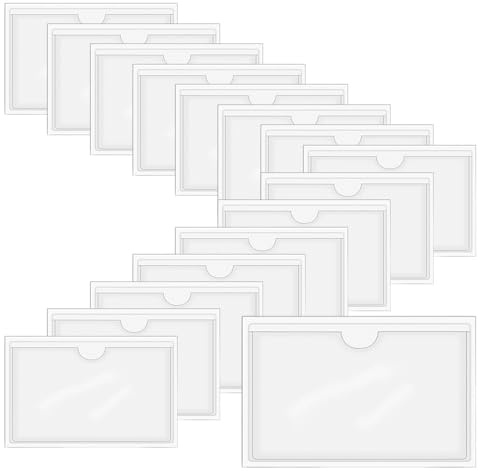HLIWS Selbstklebend Visitenkarten Taschen-16 Stück Etikettenhalter SelbstklebendTransparent Scheckkartenhülle,zum Schutz Ihrer Karten oder Fotos(Innenformat:12.8x8.6cm)