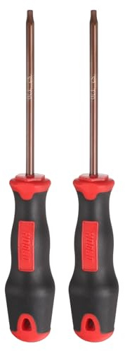 QUARKZMAN 2 Stück T20 Torx Schraubendreher 20cm Magnetische Schraubenzieher 10cm Hitzebehandelter S2 Legierungsstahl mit Ergonomischem Griff Für DIY Reparaturen Rot Braun