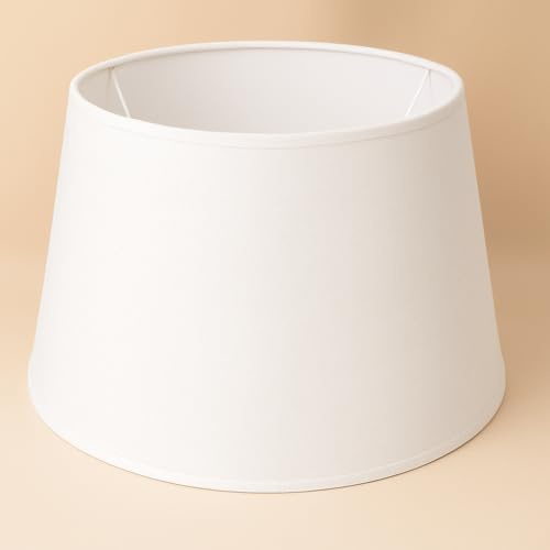 40 cm Lampenschirm, Kegel, Baumwollstoff mit weißer PVC-Rückseite, handgefertigtes Produkt, für Tischlampe, Stehlampe (Weiß)