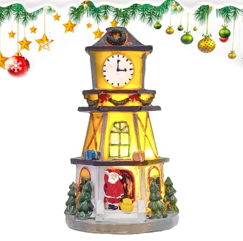 Casa Navideña Iluminada,Pueblo Festivo con Luces | Centro De Mesa Decorativo para Reuniones Familiares Y Exhibición En Ventanas Salón Estudio