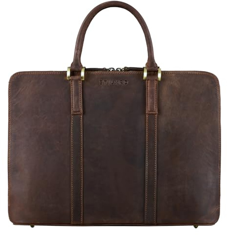 STILORD Leonora Borsa da Lavoro Donna in Pelle Valigetta Portadocumenti A4 - Elegante Cartella Porta PC 15,6-16 Pollici Vera pelle con Piedini D’appoggio per Ufficio Colore:granada - marrone