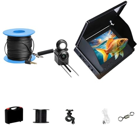 All-Season Portable Underwater Camera 30M Cable 4.3 Display 22 Adjustable LEDs for Freshwater Saltwater Anglers Portable Underwater Fish Device