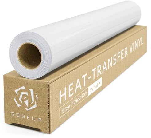 ROSEUP Heat Transfer Vinyl 30.5x900cm, White HTV Roll for Shirts | Iron-On Vinyl for Most Cutting Machines, Easy to Cut & Weed for Custom Heat Transfer Designs and DIY Craft Projects