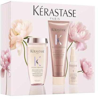 Kérastase Trio Spring Set Gloss Absolu 2026 545 ml - Pack Cabello Largo con Encrespamiento, Champú Bain Hydra-Glaze 250 ml, Insta-Glaze 200 ml y Anti-Frizz Glaze Milk 45 ml