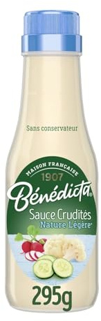 BENEDICTA - Sauce Crudités Nature Légère - Sans Conservateur ni Colorant ni Arôme · Œufs de Poules Élevées en Plein Air · Idéale pour les Crudités Salades et Viandes Froides - Le Flacon - Le Lot De 4