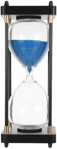 ibasenice Clessidra decorativa in vetro da 60 minuti - Orologio a sabbia in vetro da 1 ora per aula - Timer visivo per giochi, studio, ufficio, uso familiare (blu)