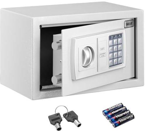 Bakaji Cassaforte a Muro Numerica Digitale 31 x 20 x 20 cm Cassetta di Sicurezza Elettronica Casa Albergo Hotel Safe + 4 x AA Batterie e Chiavi di Emergenza (Beige)