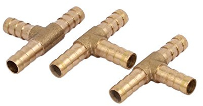 uxcell 8mm Dia T Shaped 3 Way Brass Hose Barb Fittings Pipe Tube Connectors 3pcs